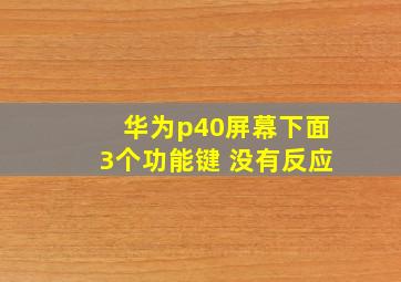 华为p40屏幕下面3个功能键 没有反应